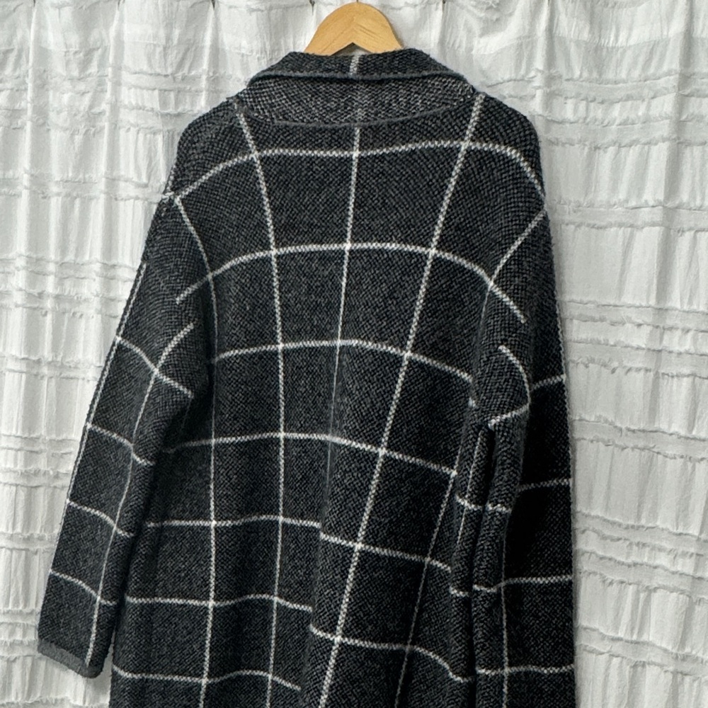 GREY & WHITE CHECKERED OVERCOAT - Picture 6 of 7